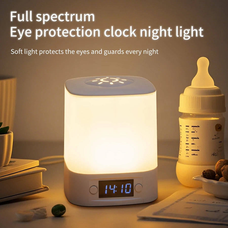 Rechargeable LED Night Lamp with Clock delivers gentle, adjustable light, 1200mAh battery, touch control, timer options, and a clear bedside clock shop now