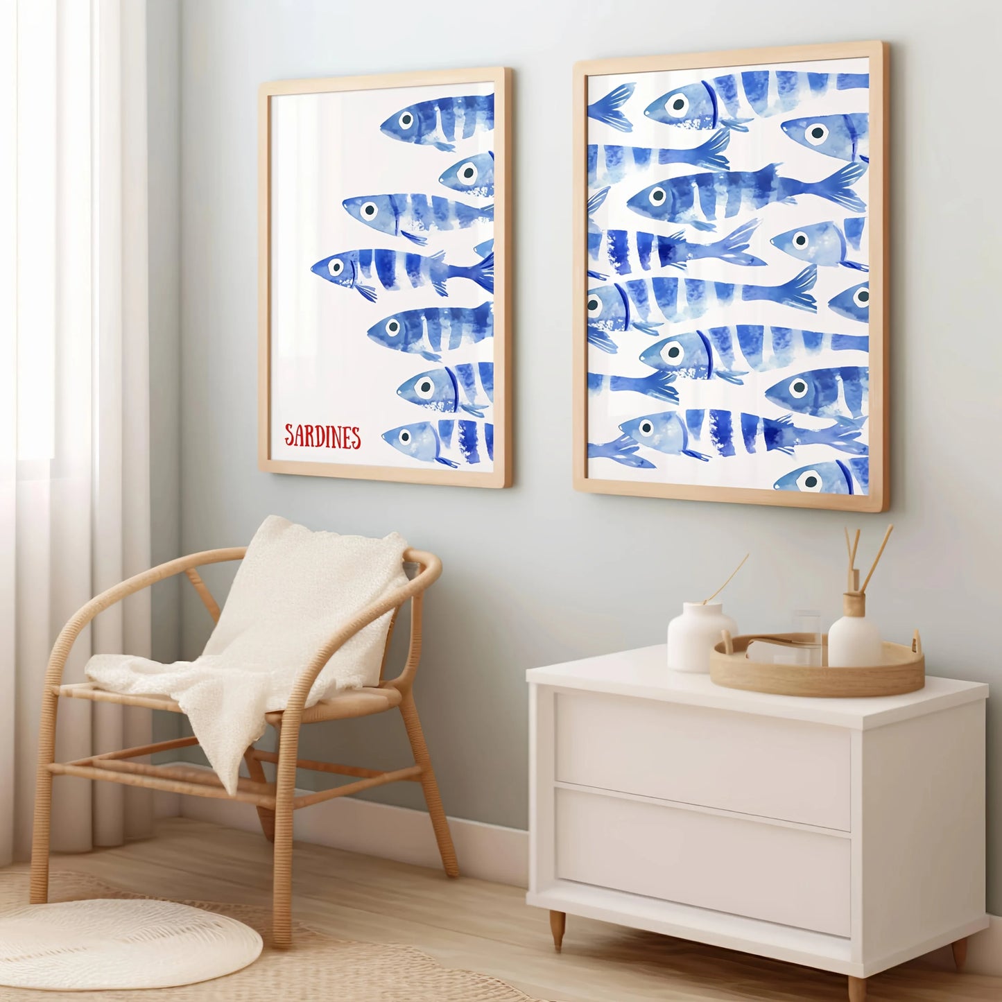 Blue Sardine Canvas Poster