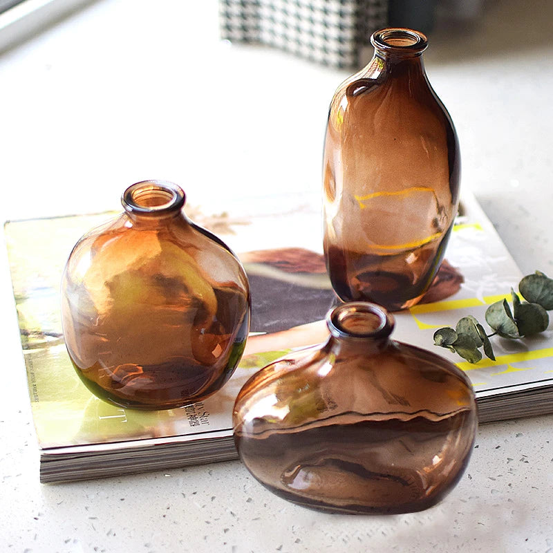 Brown Retro Glass Flower Vase