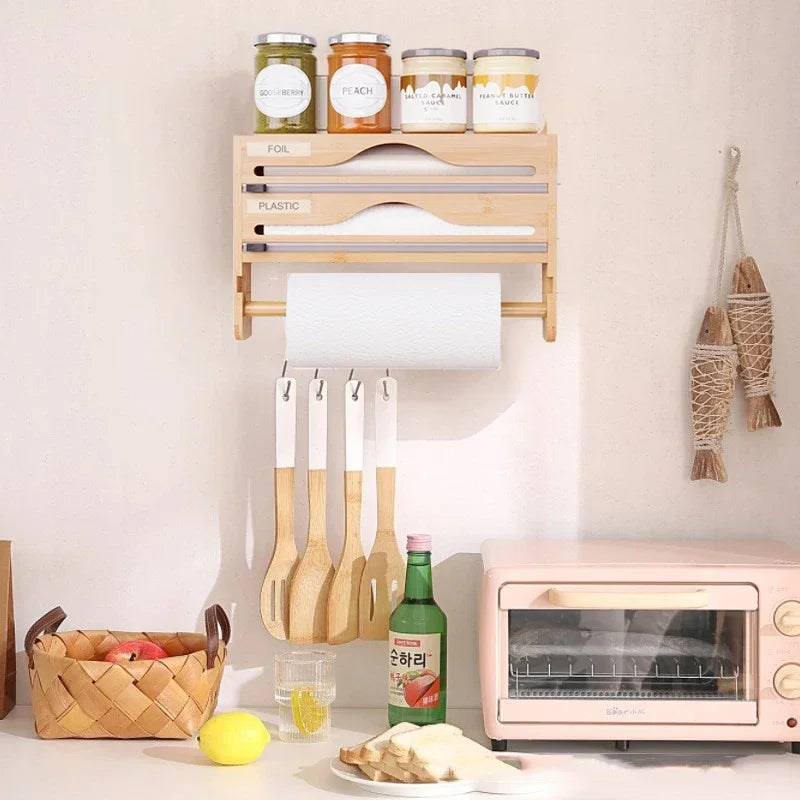 Bamboo Kitchen Organizer Cutter Box