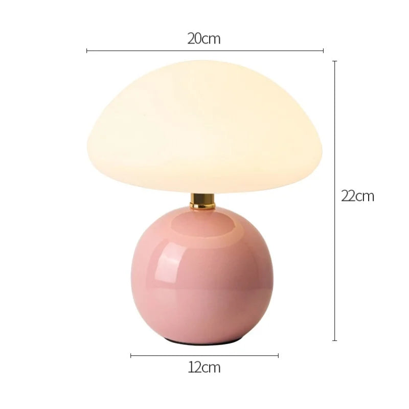 Mushroom Table Lamp Ceramic LED Eye Protection Bedroom