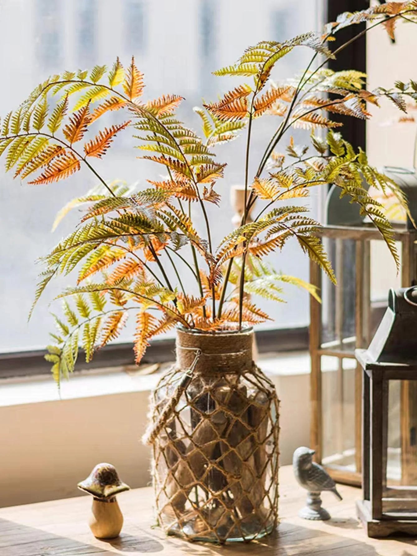 Rustic Hanging Glass Vase with Hemp Rope