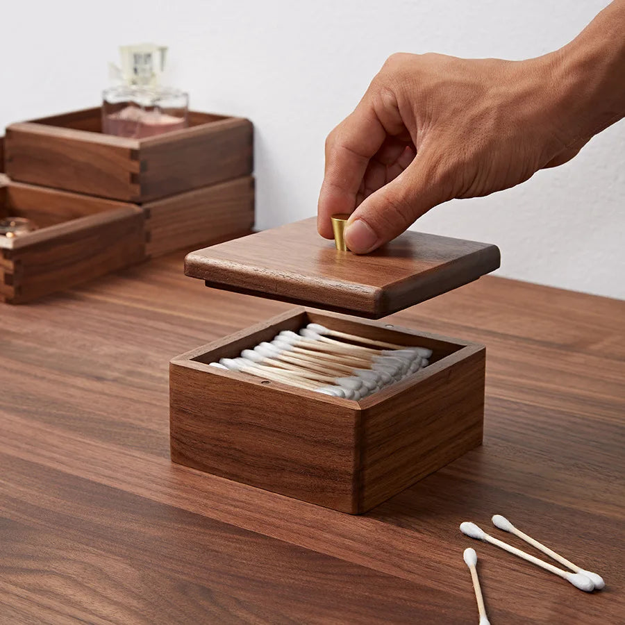 Wooden Bathroom Makeup Organizer Box