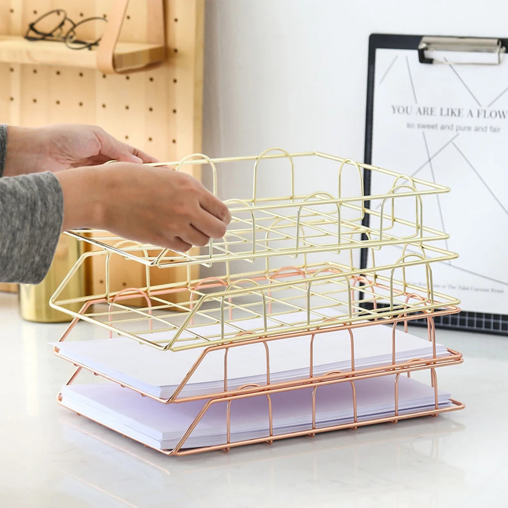 Nordic Rose Gold Storage Basket