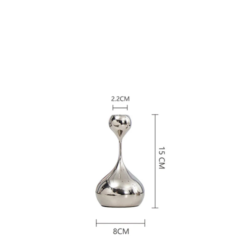 Silver Metal Candle Holder Decor