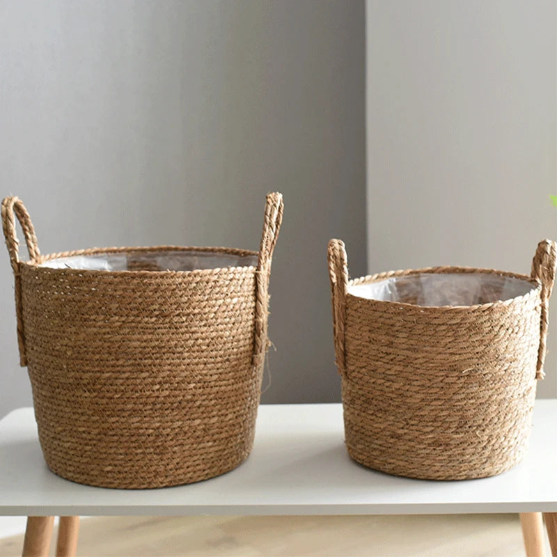 Nordic Handmade Straw Flower Pot Basket