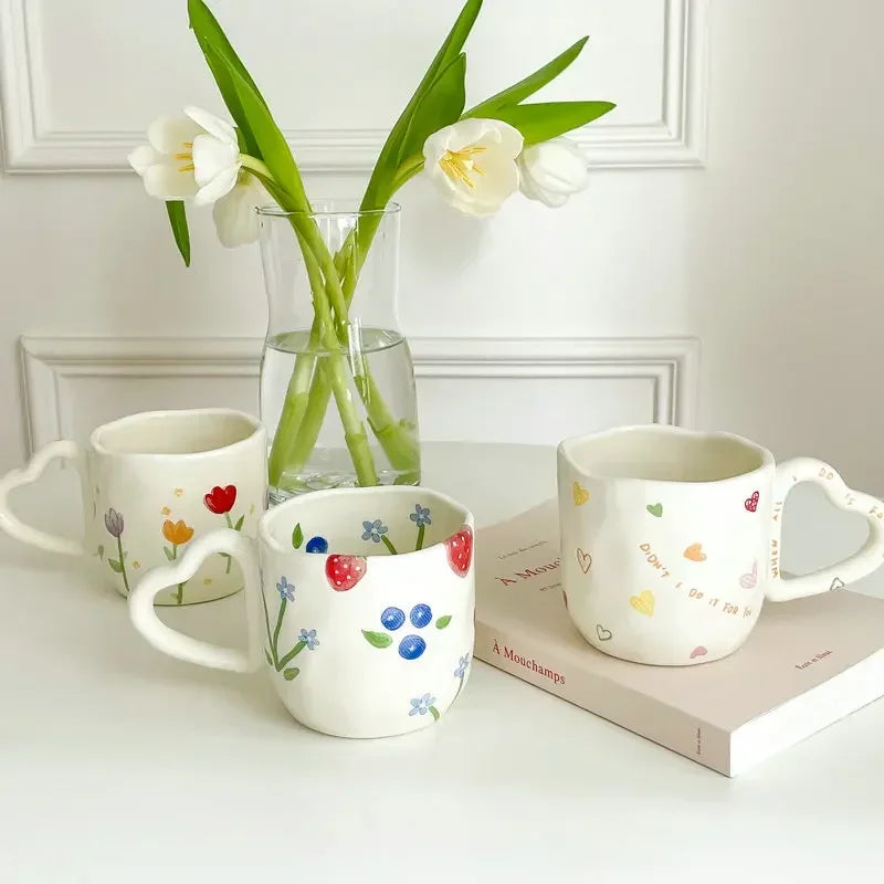 Hand-Painted Floral 350ml Ceramic Coffee mug