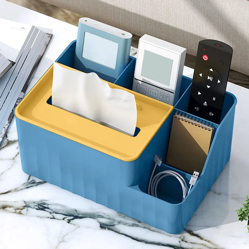 Desk Organizer With Tissue Box And Remote Holder