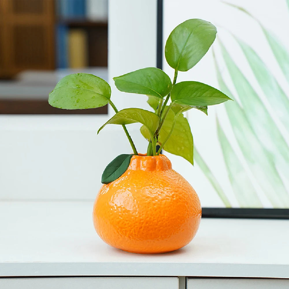 Elevate your home decor with our charming Ceramic Orange Vase, a unique fruit-shaped decorative piece perfect for table centerpieces and fresh flowers.