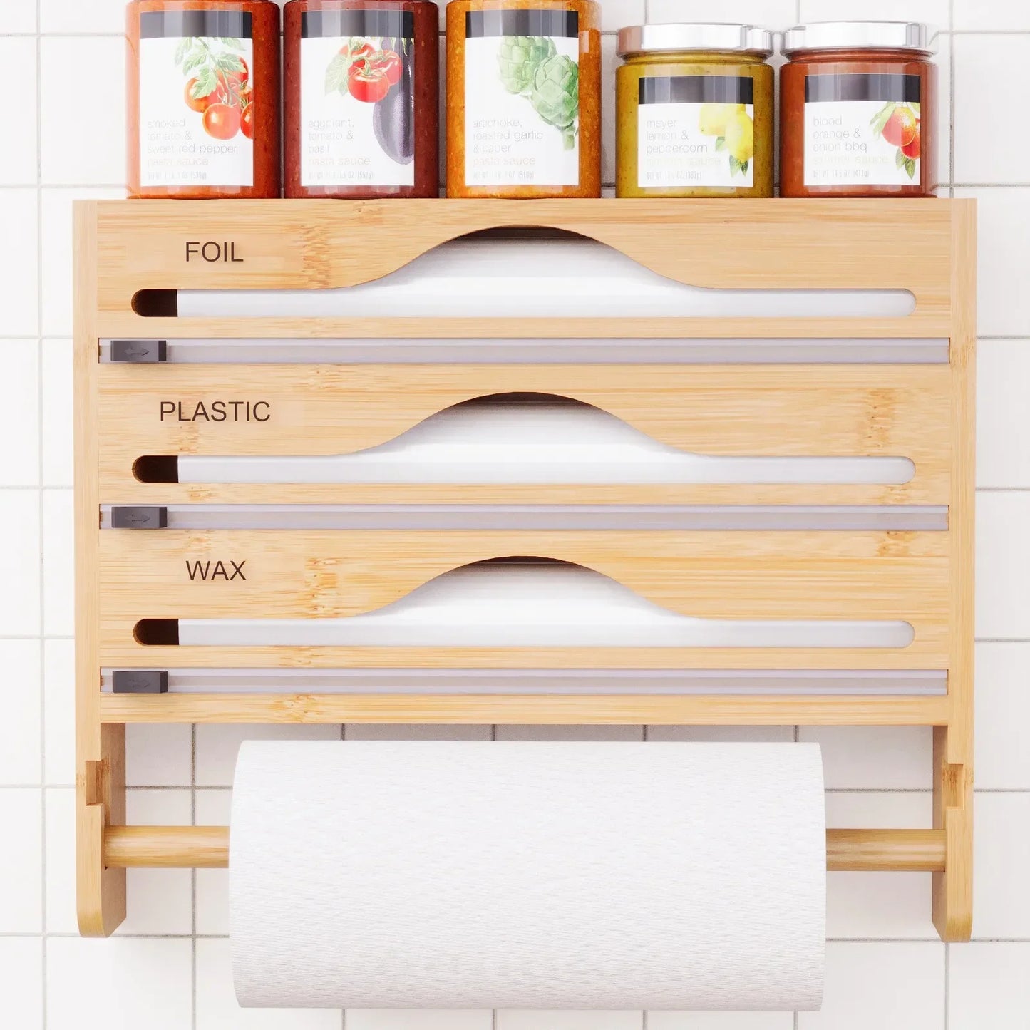 Bamboo Kitchen Organizer Cutter Box