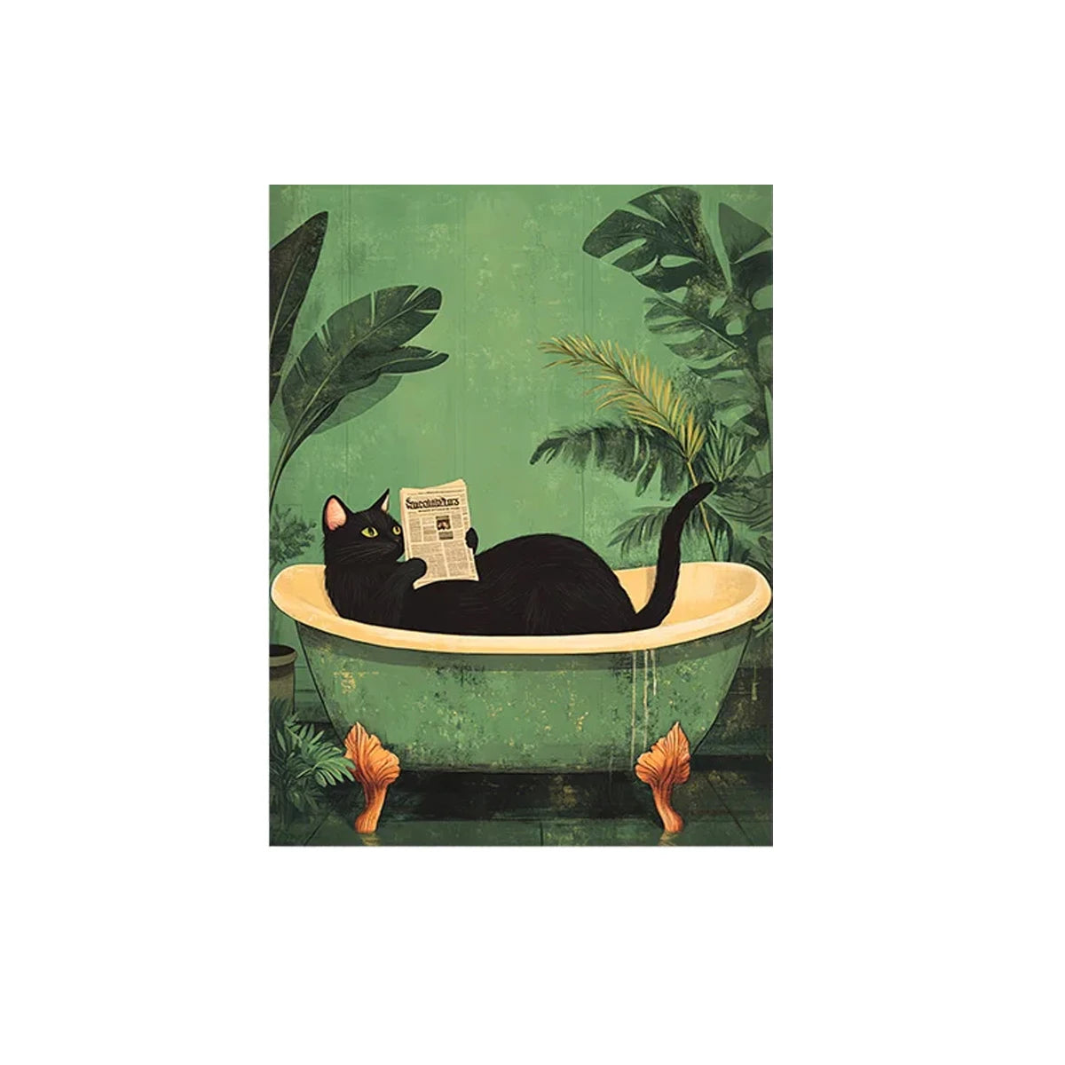 Black Cat Bathroom Canvas