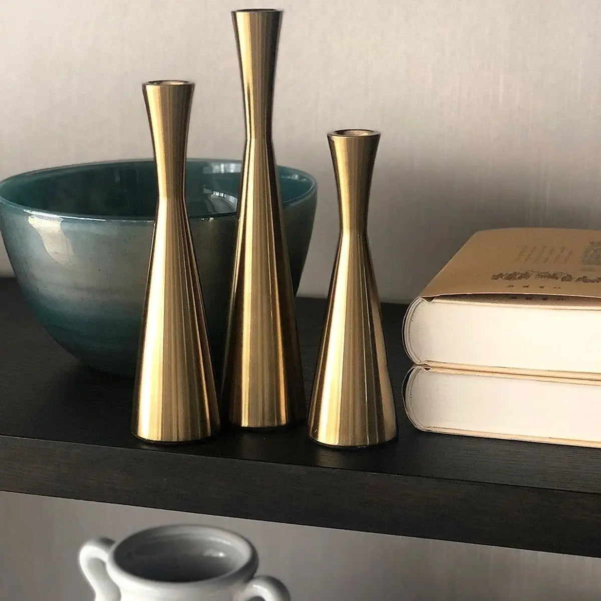 Vintage Gold Metal Candle Holder