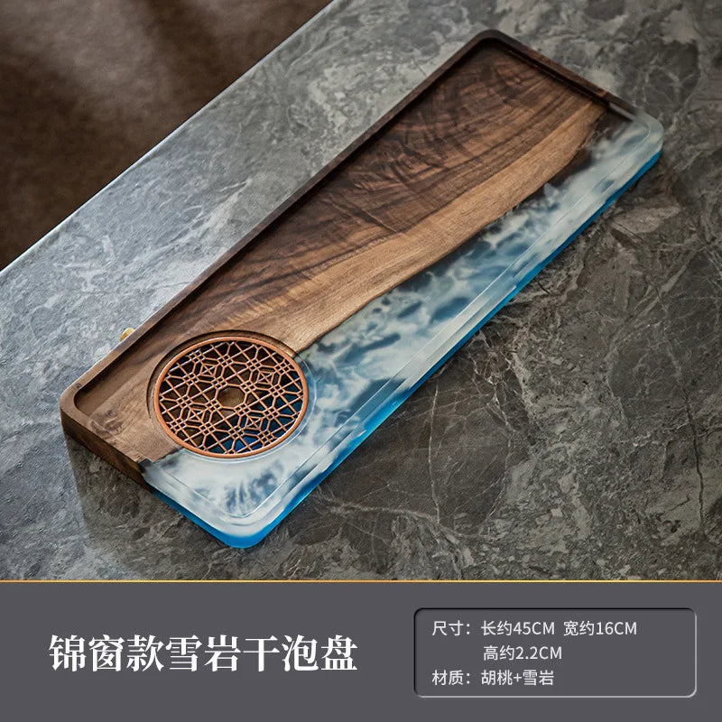 Walnut Resin Tea Tray Holder