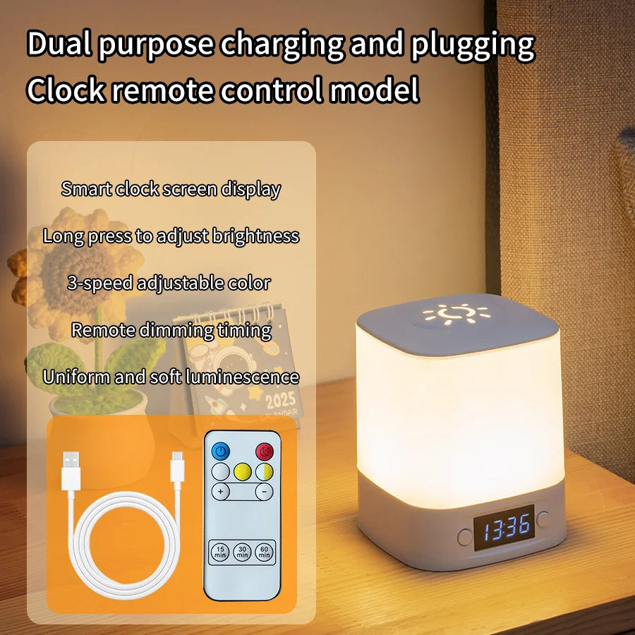 Rechargeable Bedside Lamp With Clock Display