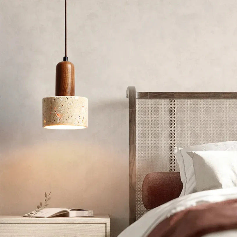 Enhance your space with the Modern Japanese Stone Pendant Lamp Bedroom Bedside Led Bathroom Dining Room Kitchen Hanging Bar Island Counter Lighting Lights for stylish illumination.