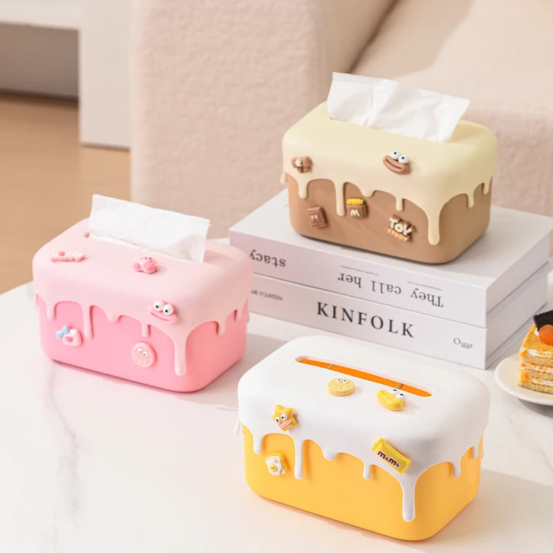 Cream Cake Tissue Box Decor