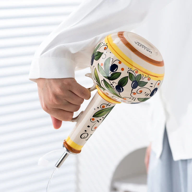 Hand Painted Ceramic Olive Oil Leakproof Bottle