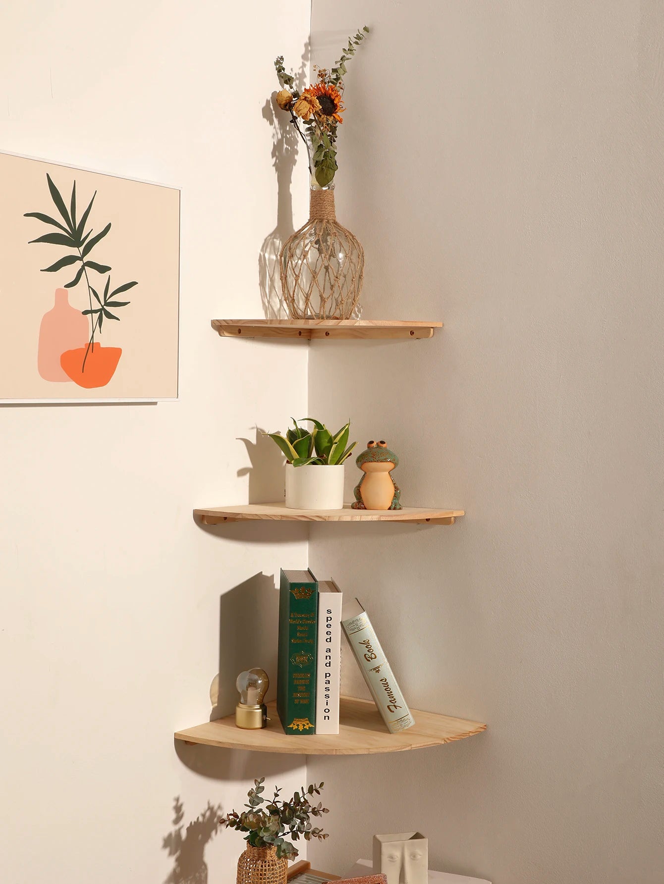 Wood Floating Corner Shelves for Any Room