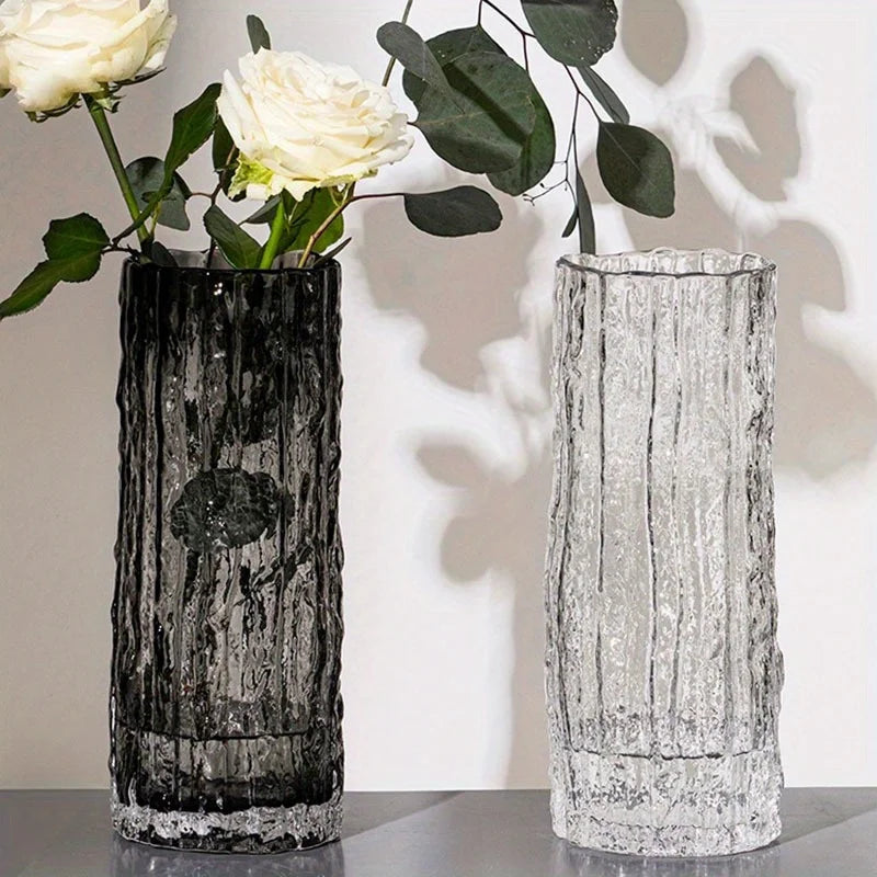Elevate your decor with our 25cm hand-blown Glass Glacier Vase, perfect for stunning floral arrangements in any living space.