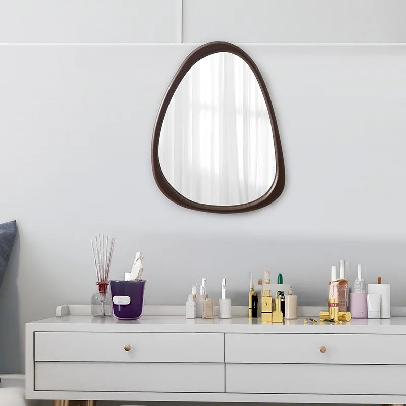 Asymmetrical Wood Wall Mirror