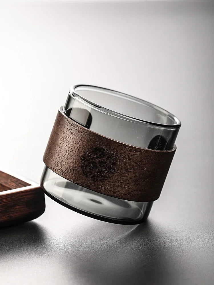 Borosilicate Glass Water Cup with Wooden Handle