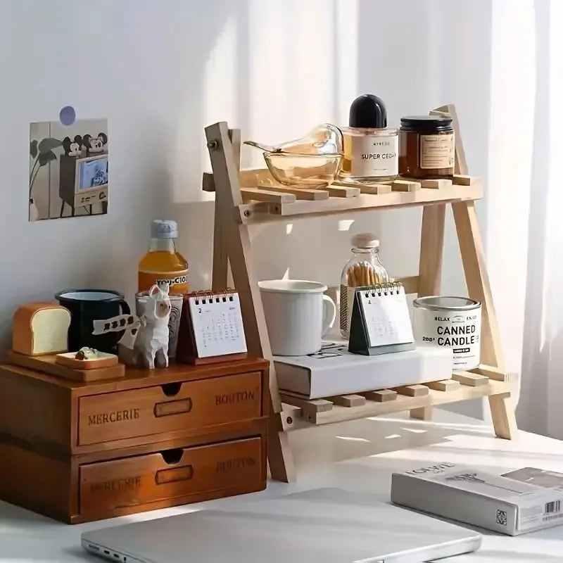 Wooden 2-Tier Desktop Organizer
