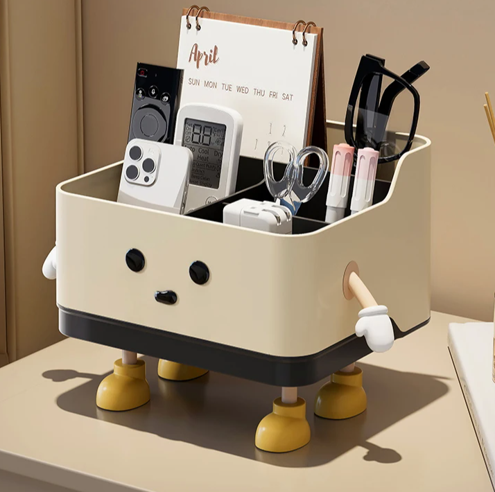 Organize your space with the Desktop Storage Box Organizer, perfect for holding remote controls, glasses, and small items in style.
