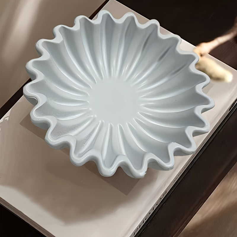 White Resin Scalloped Bowl