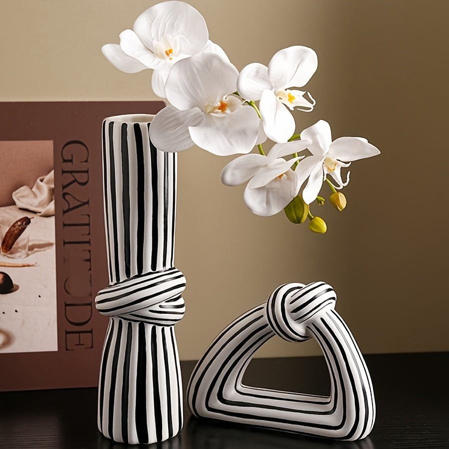 Stylish Striped Knot Ceramic Vase