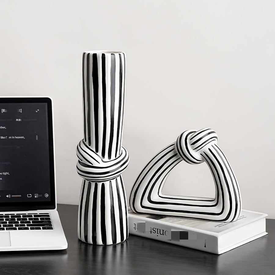 Stylish Striped Knot Ceramic Vase