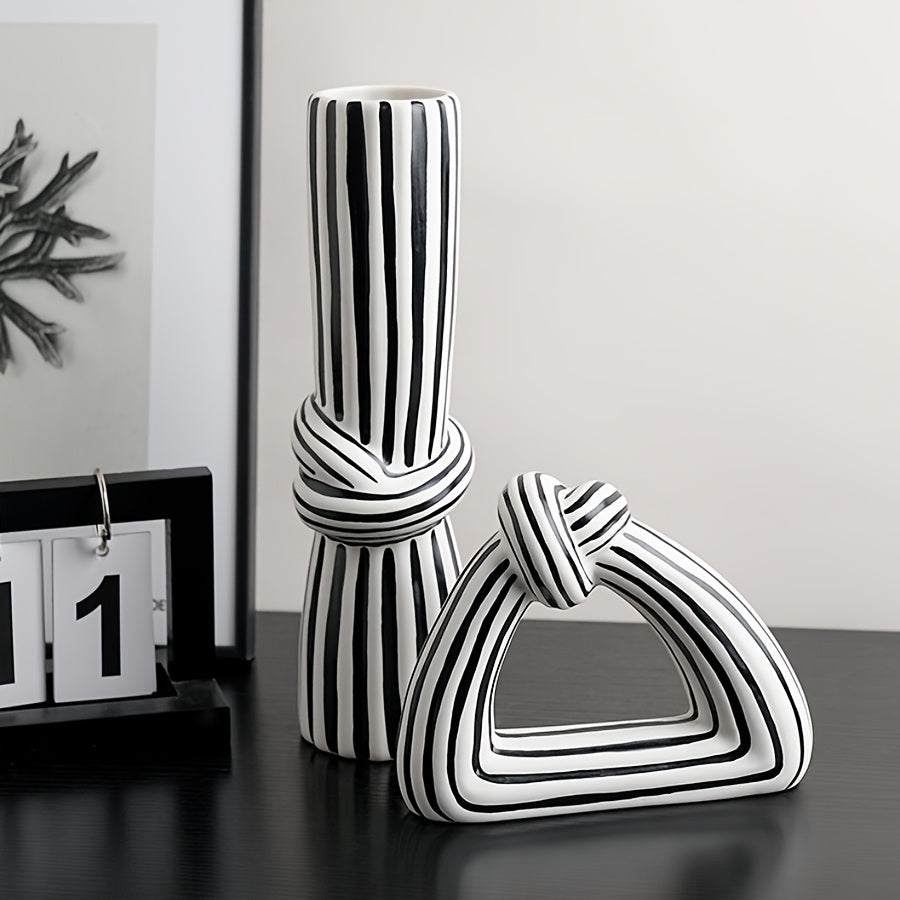 Stylish Striped Knot Ceramic Vase
