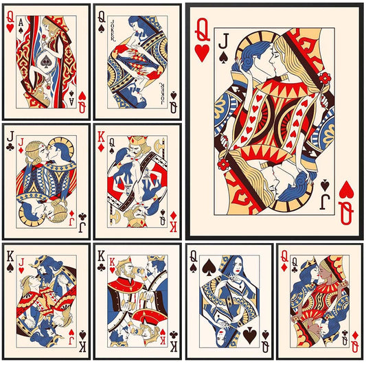 Elevate your living space with our Vintage Poker King Queen Canvas Art, featuring modern, abstract designs perfect for a stylish Nordic decor.