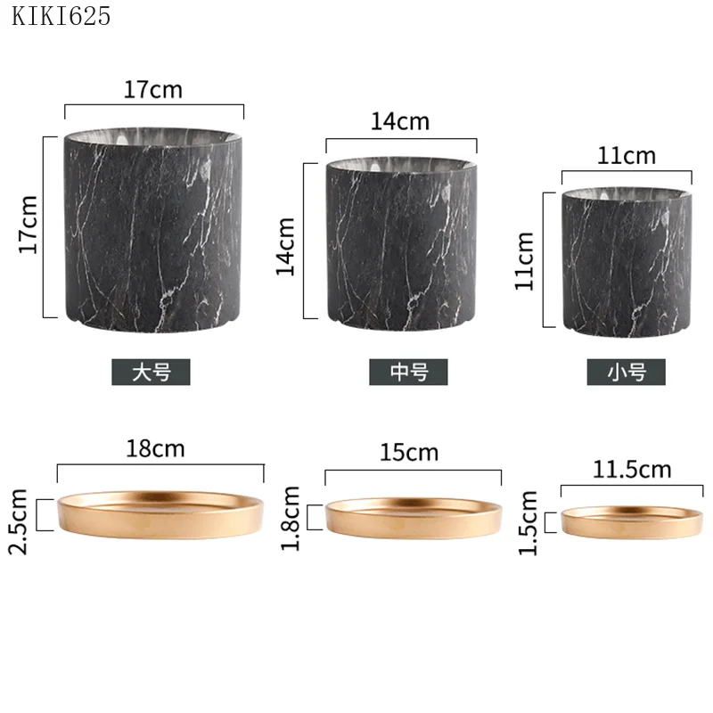 European Style Marbled Ceramic Flowerpot