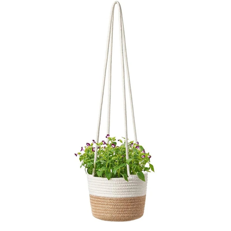 Handwoven Jute Cotton Plant Basket