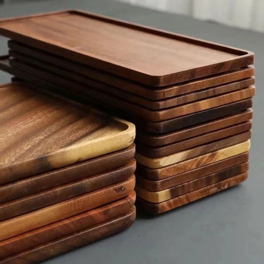 Discover our Natural Wooden Tray Rectangular Plate, perfect for serving fruit, snacks, and food storage at home or in hotels, enhancing your décor.