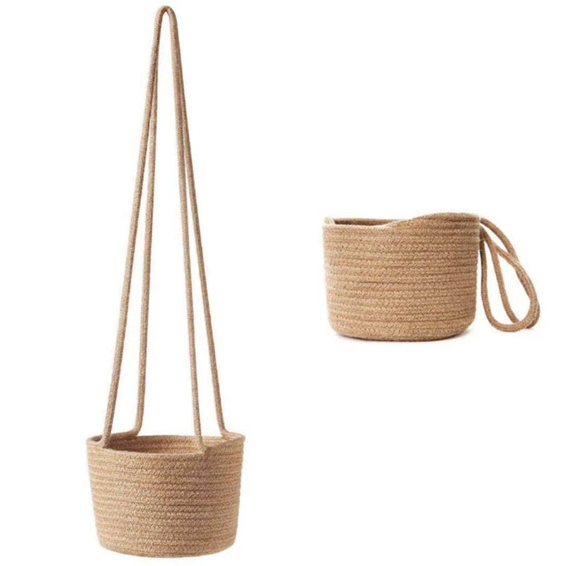 Handwoven Jute Cotton Plant Basket