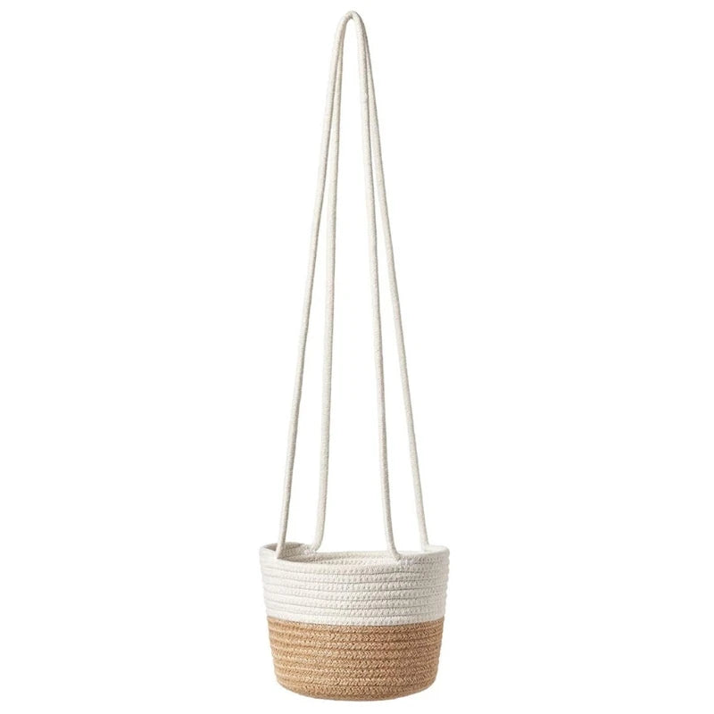 Handwoven Jute Cotton Plant Basket