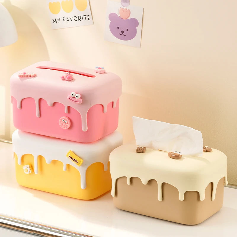 Cream Cake Tissue Box Decor