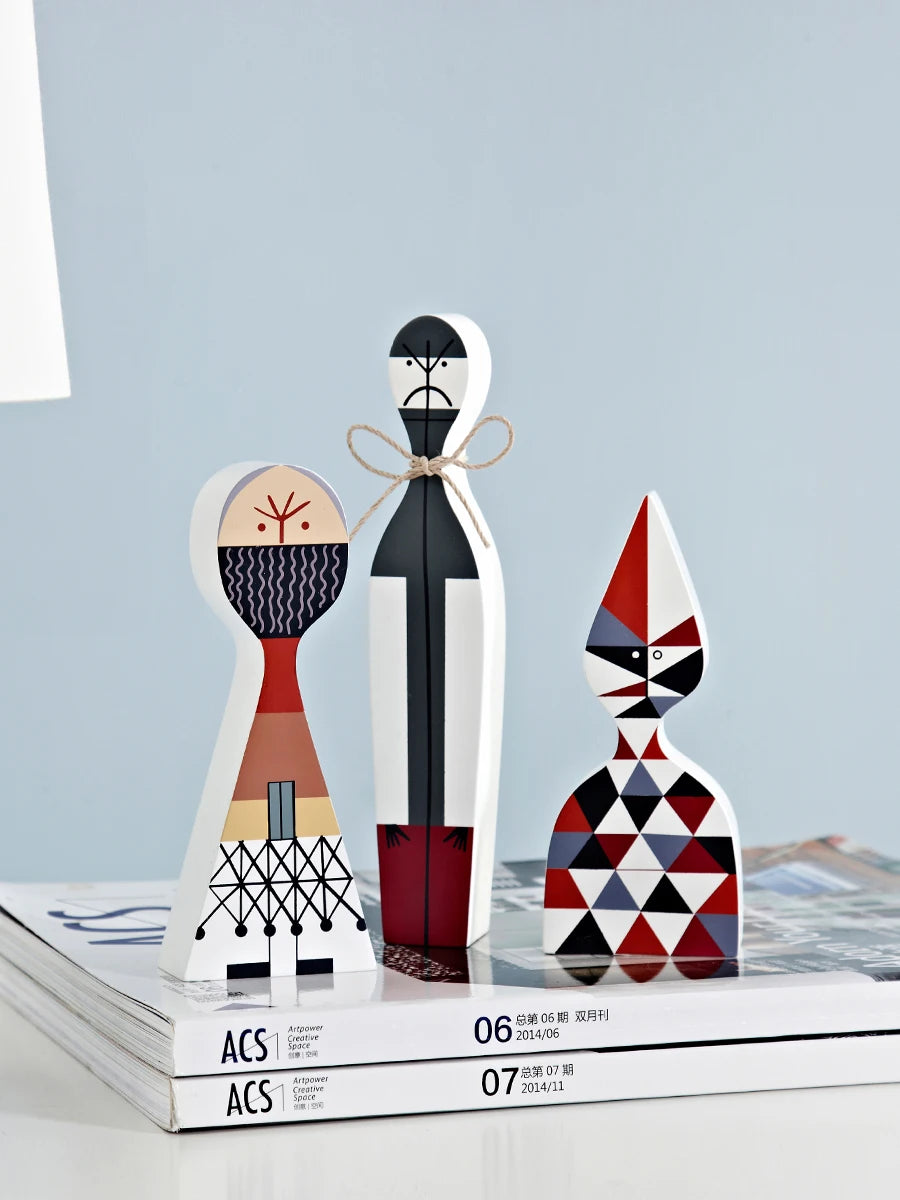 Kawaii Handcrafted Wood Figurines Set