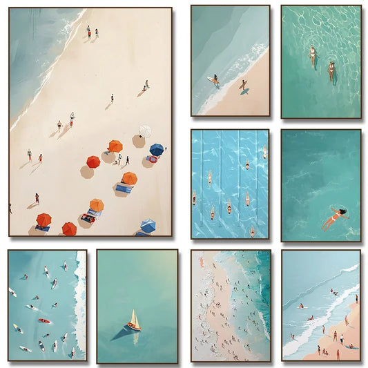 Transform your space with our Nordic Summer Girl Canvas Print, perfect for beach lovers and ideal for living room decor.