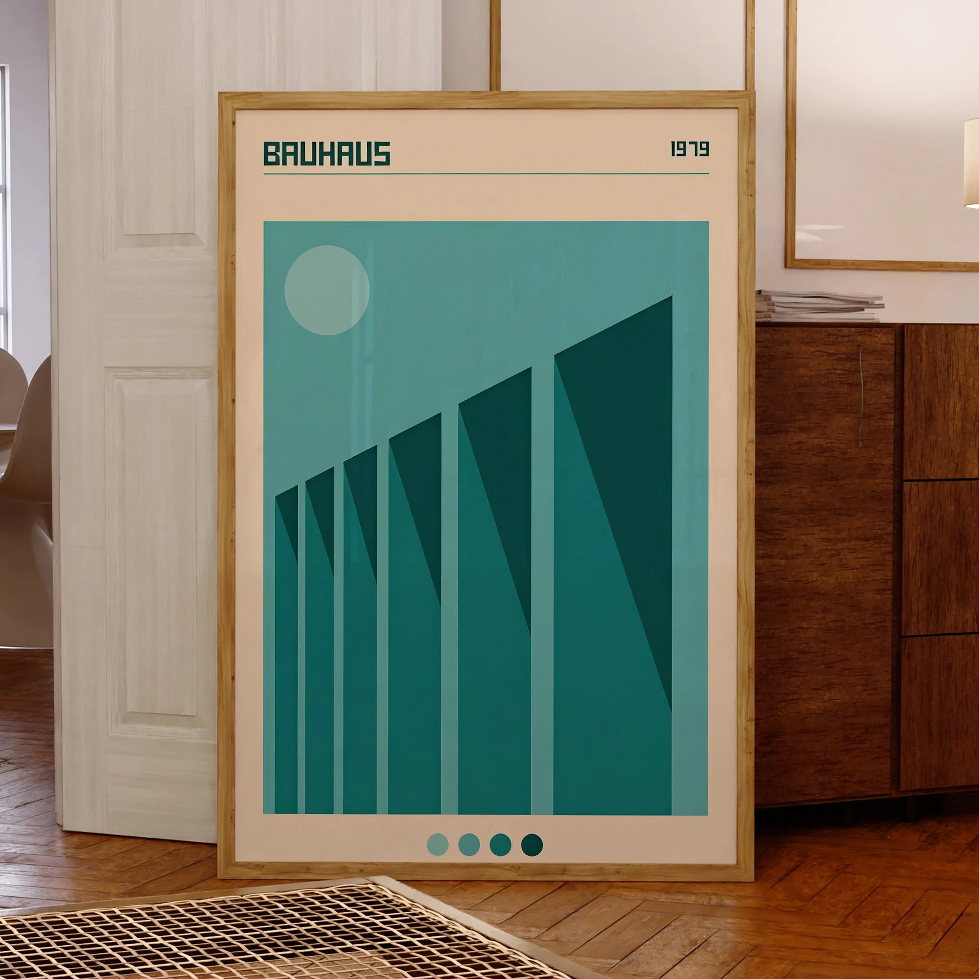 Elevate your space with our waterproof Modern Bauhaus Light Blue wall art print, perfect for any room and eco-friendly for lasting beauty.