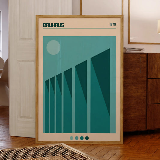 Elevate your space with our waterproof Modern Bauhaus Light Blue wall art print, perfect for any room and eco-friendly for lasting beauty.