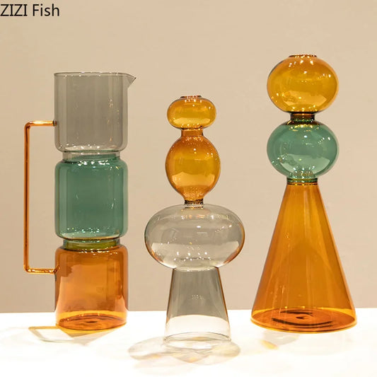Elevate your decor with our Multicolour Transparent Glass Vase, perfect for hydroponics and stunning floral arrangements.