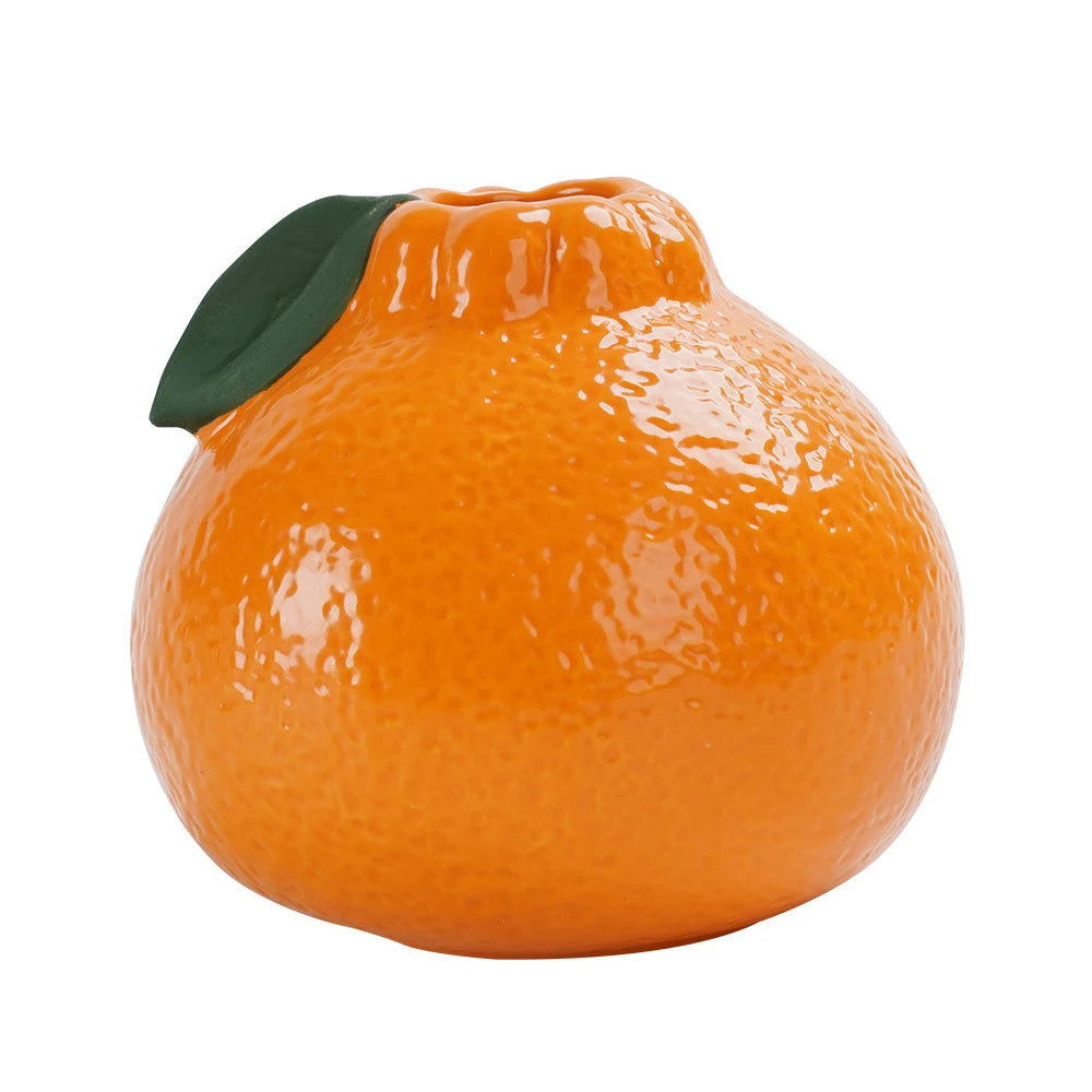 Ceramic Orange Vase for Home Decor