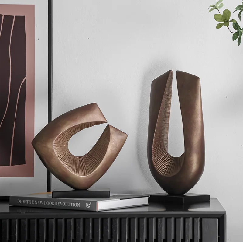 Antique Geometric Resin Statue