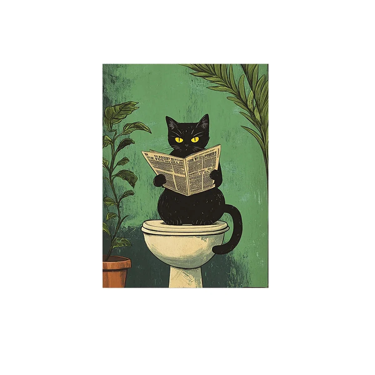 Black Cat Bathroom Canvas