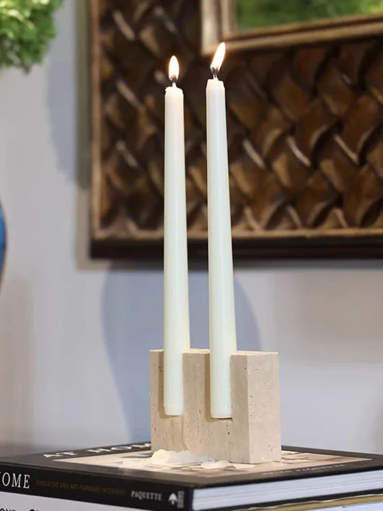 Two Hole Marble Candlestick Holder