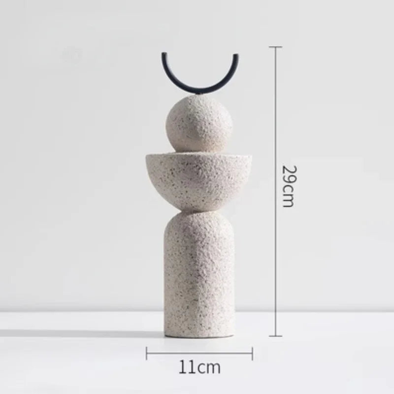 Modern Abstract Geometric Sandstone Statue