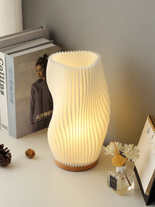 French Cream 3D Desk Lamp delivers chic French lighting with a red pleated shade and included LED bulb; compatible worldwide with fast shipping - shop now.