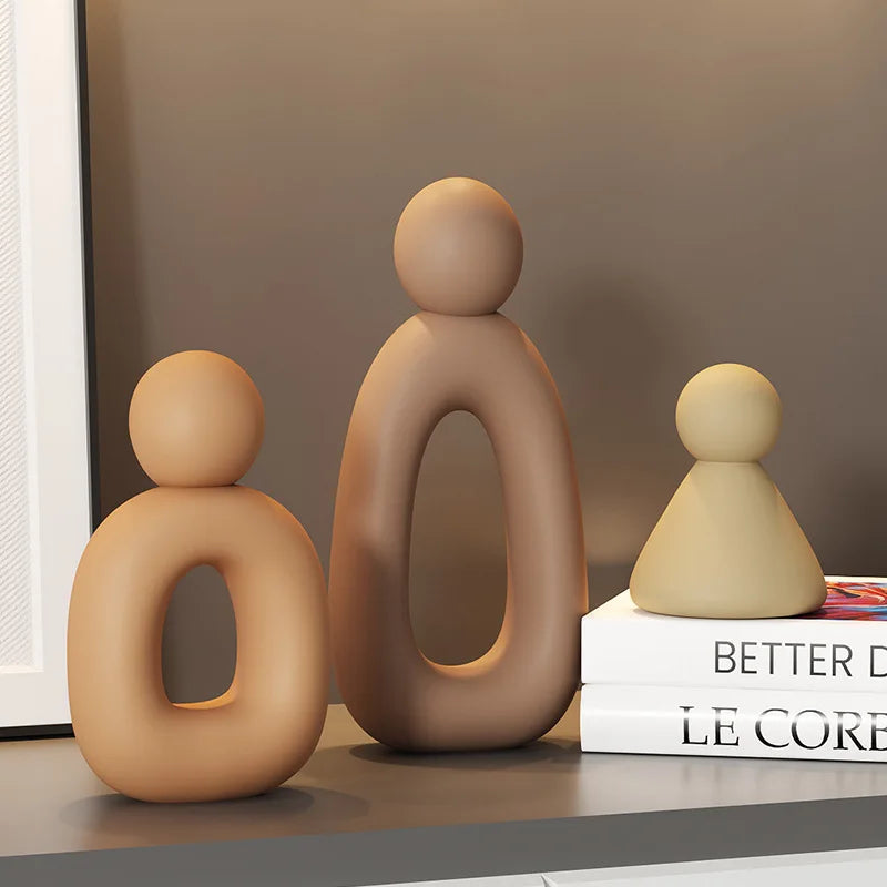 Nordic Family Handmade Ceramic Home Decor Gift Set adds three ornaments to desks and shelves for office or living rooms: offering modern Nordic appeal, Shop now today!!